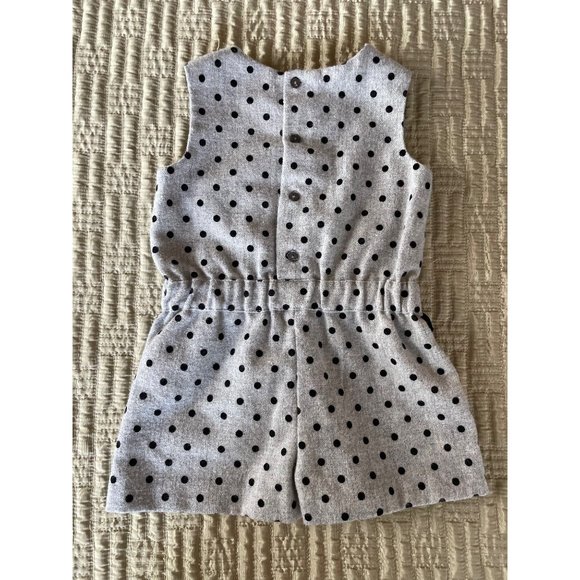 9-12M Zara Baby Girl Wool Gray and Black Polka Dot Romper - Picture 2 of 4